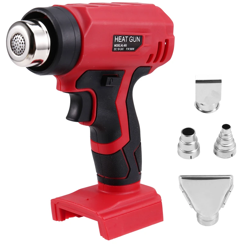 360W Cordless Heat Gun Portable 400℃ Hot Air Gun With 4 Nozzle Fit For Milwaukee 18V Battery
360W Cordless Heat Gun Portable 400℃ Hot Air Gun With 4 Nozzle Fit For Milwaukee 18V Battery