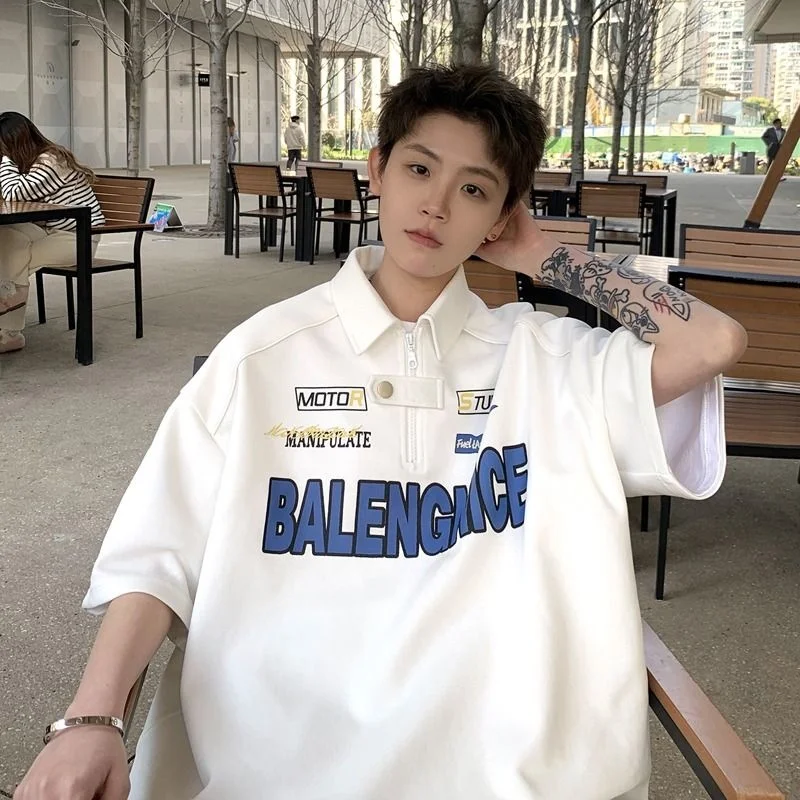 Men's Short-sleeved Shirt Male Five-quarter Sleeve Turn down Collar Zipper Button Cool Casual T Shirts letter print racing shirt
Men's Short-sleeved Shirt Male Five-quarter Sleeve Turn down Collar Zipper Button Cool Casual T Shirts letter print racing shirt