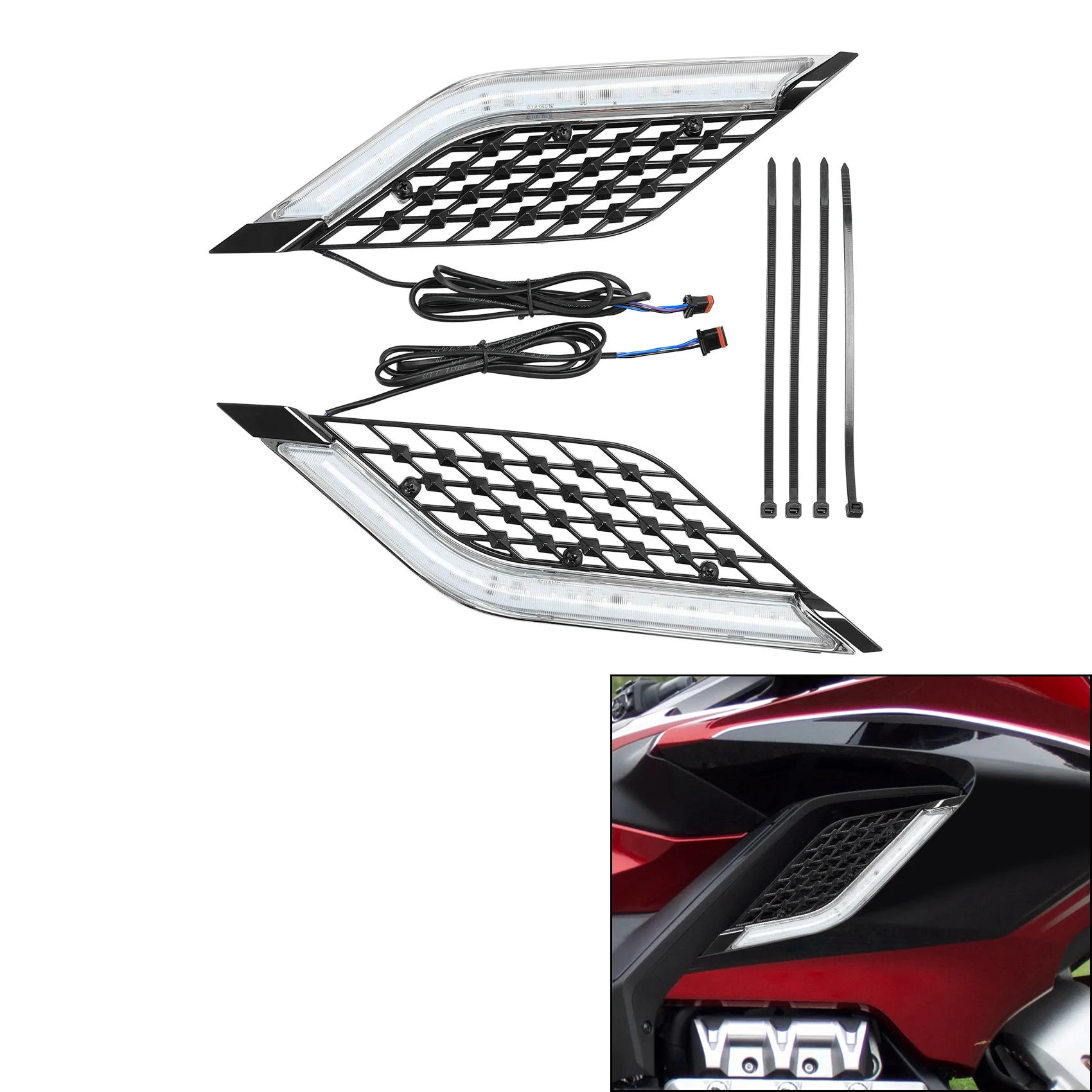 LED Radiator Grill Panels Light Fit For Honda Goldwing 1800 GL1800 Tour 2018-2024 2023 2022
LED Radiator Grill Panels Light Fit For Honda Goldwing 1800 GL1800 Tour 2018-2024 2023 2022