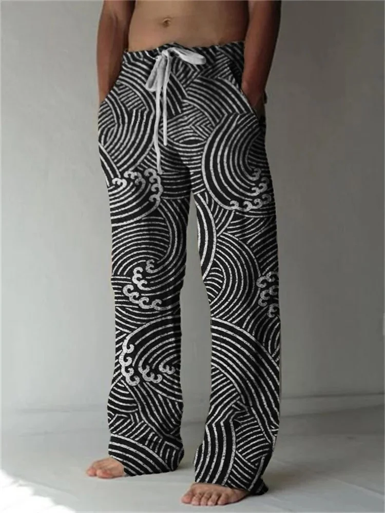Men's Plus Size Long Trouser Japanese Sea Waves Lino Pattern Linen Blend Casual Pants Oversized Summer Elastic Waisted Bottoms
Men's Plus Size Long Trouser Japanese Sea Waves Lino Pattern Linen Blend Casual Pants Oversized Summer Elastic Waisted Bottoms