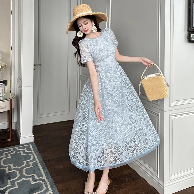 2026 summer new French temperament blue lace dress summer waist pinch holiday big swing dress women 45156
2026 summer new French temperament blue lace dress summer waist pinch holiday big swing dress women 45156