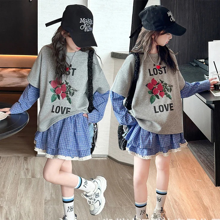 Kids Girls Autumn 2pcs Skirt Sets Patchwork Long Sleeves Printed Round Neck Top+Plaid Skirt Children Girl Set 4-14Y Girls Sets
Kids Girls Autumn 2pcs Skirt Sets Patchwork Long Sleeves Printed Round Neck Top+Plaid Skirt Children Girl Set 4-14Y Girls Sets