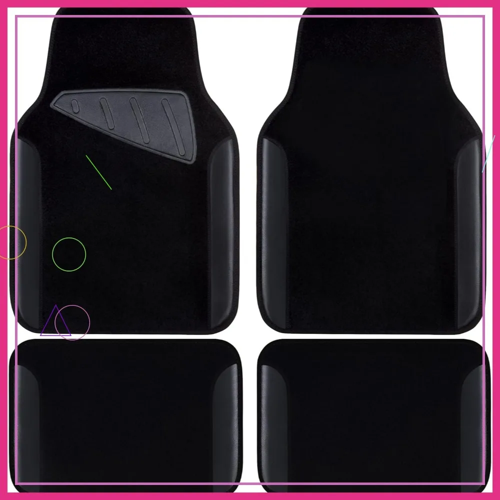 Waterproof Universal Fit Car Floor Mats, Faux Leather, Anti-Slip Backing, Driver Heel Pad, Set of 4, Black
Waterproof Universal Fit Car Floor Mats, Faux Leather, Anti-Slip Backing, Driver Heel Pad, Set of 4, Black