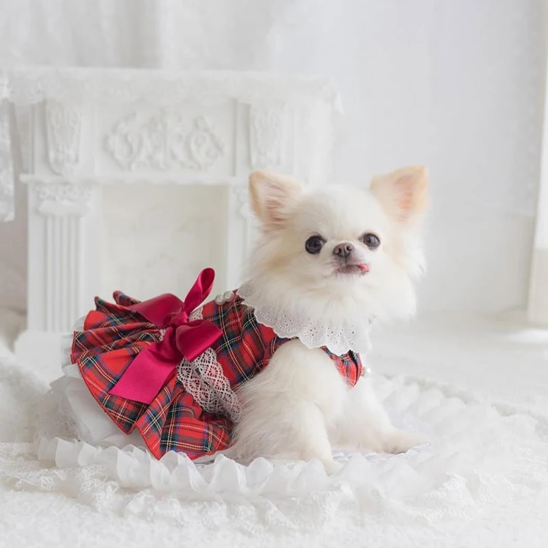 Pet Clothes Classic Red Plaid British Style Lace Applique Ribbon Bow Princess Dog Cat Dress Festival Party Pet Outfits
Pet Clothes Classic Red Plaid British Style Lace Applique Ribbon Bow Princess Dog Cat Dress Festival Party Pet Outfits