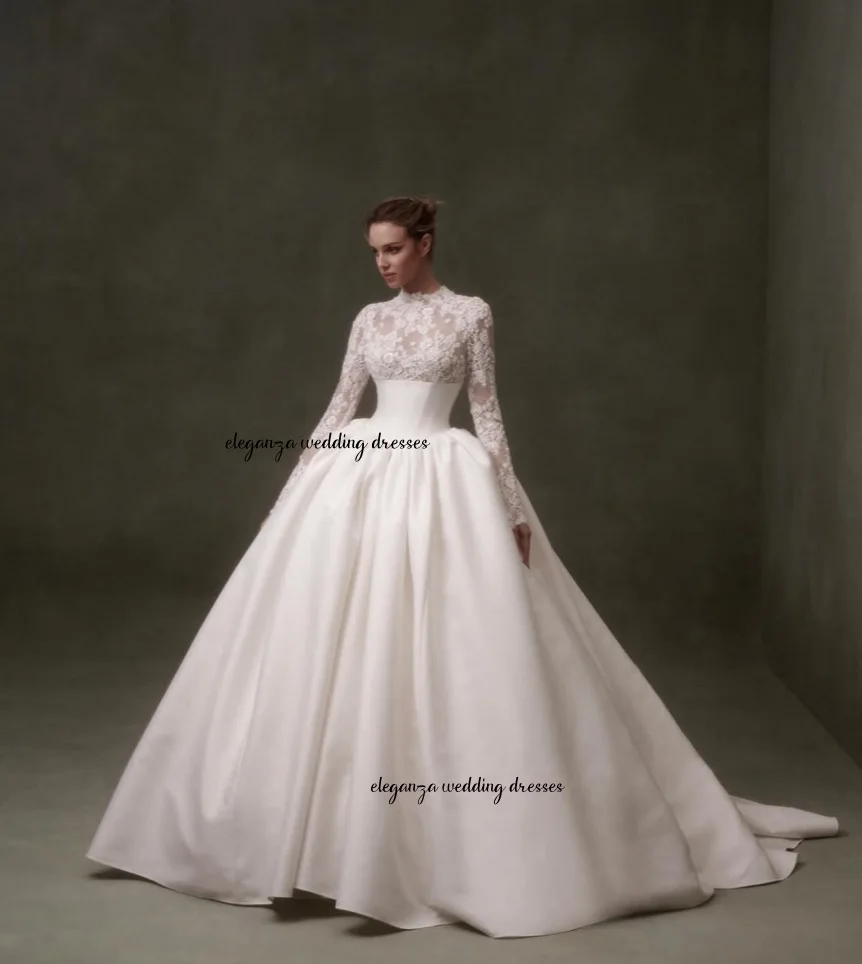 Customized Satin Wedding Dress Long Sleeve Muslim Elegante Abiti Da Sposa Sartoriali Vintage ball gown Vestido de novia
Customized Satin Wedding Dress Long Sleeve Muslim Elegante Abiti Da Sposa Sartoriali Vintage ball gown Vestido de novia