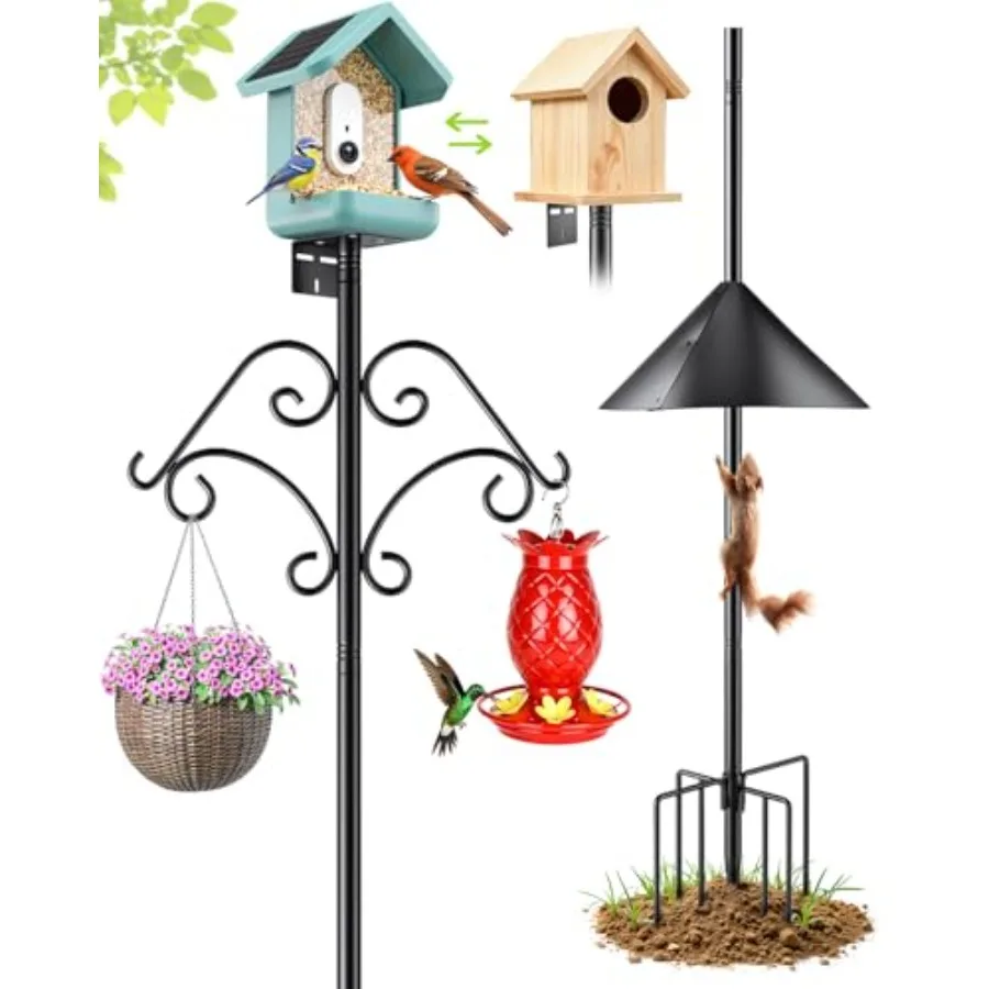92 Inch Squirrel Proof Bird Feeder Pole with Baffle Heavy Duty Bird House Pole with Shepherd Hooks for Outdoors Adjustable Yard
92 Inch Squirrel Proof Bird Feeder Pole with Baffle Heavy Duty Bird House Pole with Shepherd Hooks for Outdoors Adjustable Yard