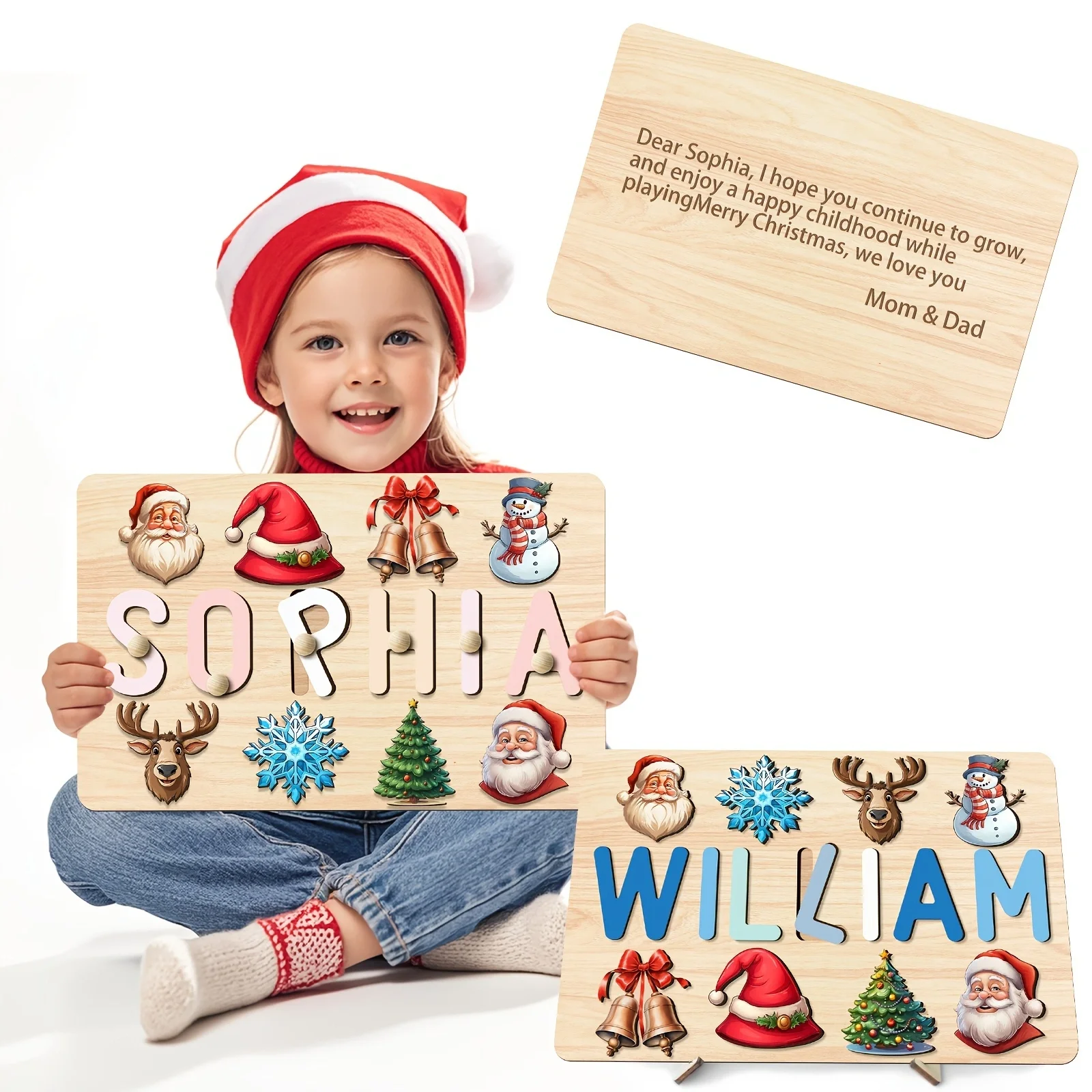 Personalized wooden name puzzles - with back engraving, perfect for family gifts for baptisms and Christmas.
Personalized wooden name puzzles - with back engraving, perfect for family gifts for baptisms and Christmas.