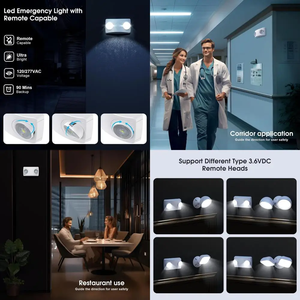 Battery-Backed Exit Signs, Hardwired Emergency Lighting Fixtures, 2 Adjustable LED Bug Eye Lights, 120-277V AC, UL Certified, 6-
Battery-Backed Exit Signs, Hardwired Emergency Lighting Fixtures, 2 Adjustable LED Bug Eye Lights, 120-277V AC, UL Certified, 6-
