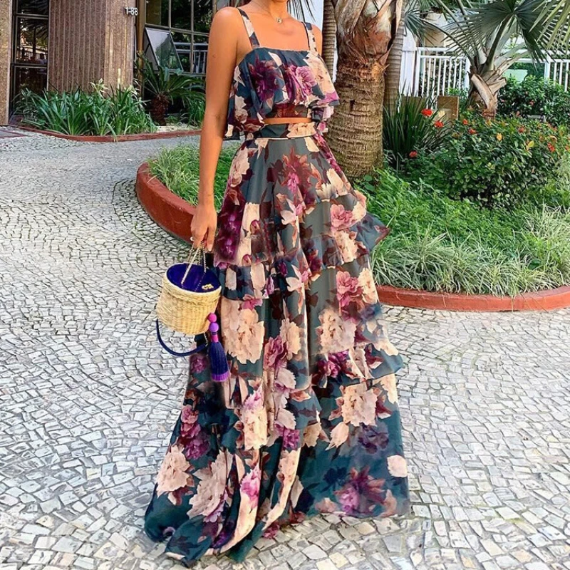 2 Piece Set Women Stylish Floral Elegant Printed Sleeveless Short Top+Loose High Waist Pleated Long Skirt Sets 2025
2 Piece Set Women Stylish Floral Elegant Printed Sleeveless Short Top+Loose High Waist Pleated Long Skirt Sets 2025