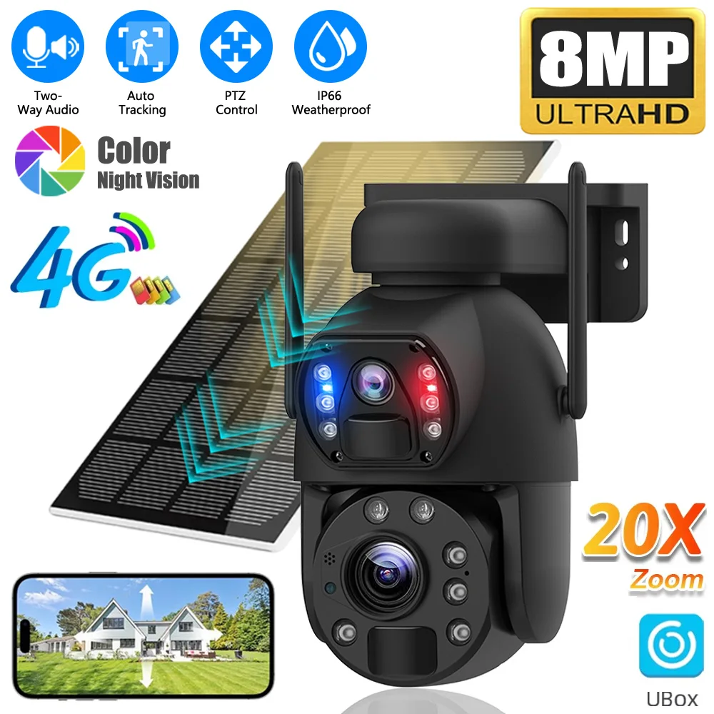 8MP Dual Lens 4G Battery Security Camera With Solar Panel 20X Zoom Outdoor Wireless PTZ Smart IP Camera Auto Tracking Alarm
8MP Dual Lens 4G Battery Security Camera With Solar Panel 20X Zoom Outdoor Wireless PTZ Smart IP Camera Auto Tracking Alarm