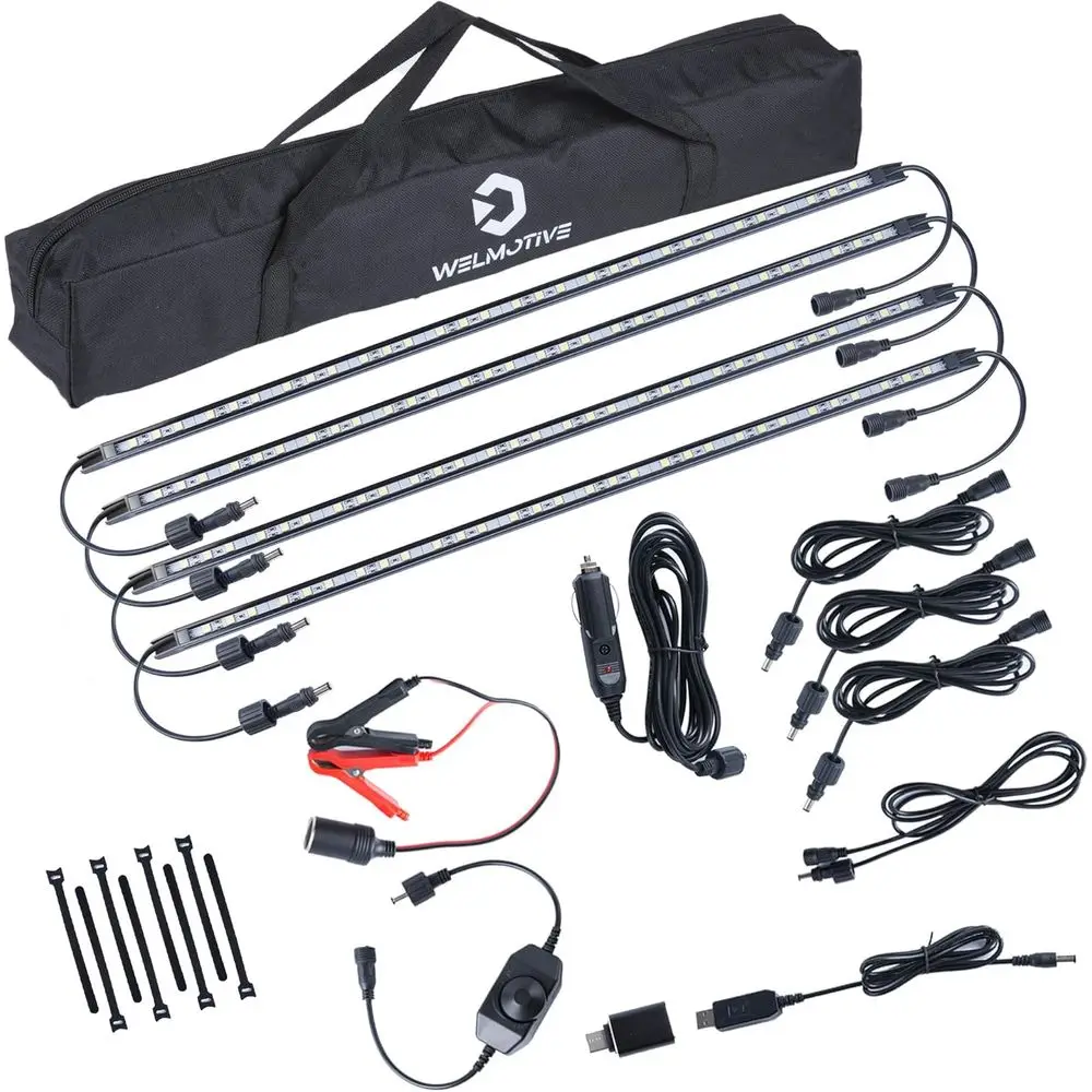 12V LED Interior Light Bar Set, 4 Bars, White, Adjustable Brightness, Waterproof IP67, Magnetic & Velcro Mounting, Portable Ligh
12V LED Interior Light Bar Set, 4 Bars, White, Adjustable Brightness, Waterproof IP67, Magnetic & Velcro Mounting, Portable Ligh