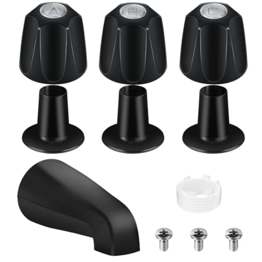 Matte Black Bath Tub Spout Shower Trim Kit, with 3 Shower Knob, Compatible with Price/Pfister Verve Tub/Shower Faucet Handle Se
Matte Black Bath Tub Spout Shower Trim Kit, with 3 Shower Knob, Compatible with Price/Pfister Verve Tub/Shower Faucet Handle Se