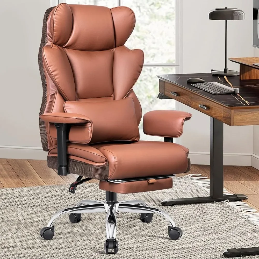 Ergonomic Home Office Desk Chair with Footrest, Big and Tall Office Chairs for Heavy People, 500 LBS Leather Executive Chair wit 
Ergonomic Home Office Desk Chair with Footrest, Big and Tall Office Chairs for Heavy People, 500 LBS Leather Executive Chair wit