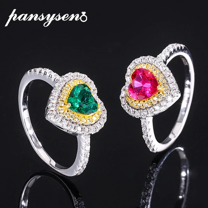 PANSYSEN 100% Silver 925 Jewelry 6MM Heart Cut Emerald Ruby Rings for Women 18K White Gold Plated Wedding Party Fine Jewelry
PANSYSEN 100% Silver 925 Jewelry 6MM Heart Cut Emerald Ruby Rings for Women 18K White Gold Plated Wedding Party Fine Jewelry