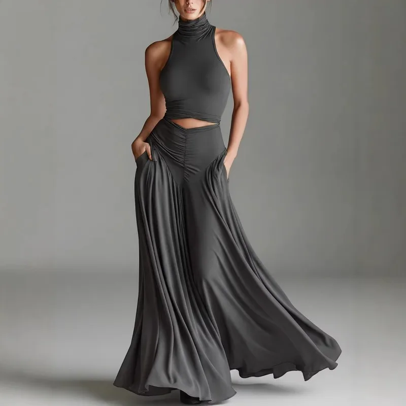 New Summer Cross-border Trade European American High-end Fashion Sleeveless High-neck Top and Elegant Long Dress Two-piece Set
New Summer Cross-border Trade European American High-end Fashion Sleeveless High-neck Top and Elegant Long Dress Two-piece Set
