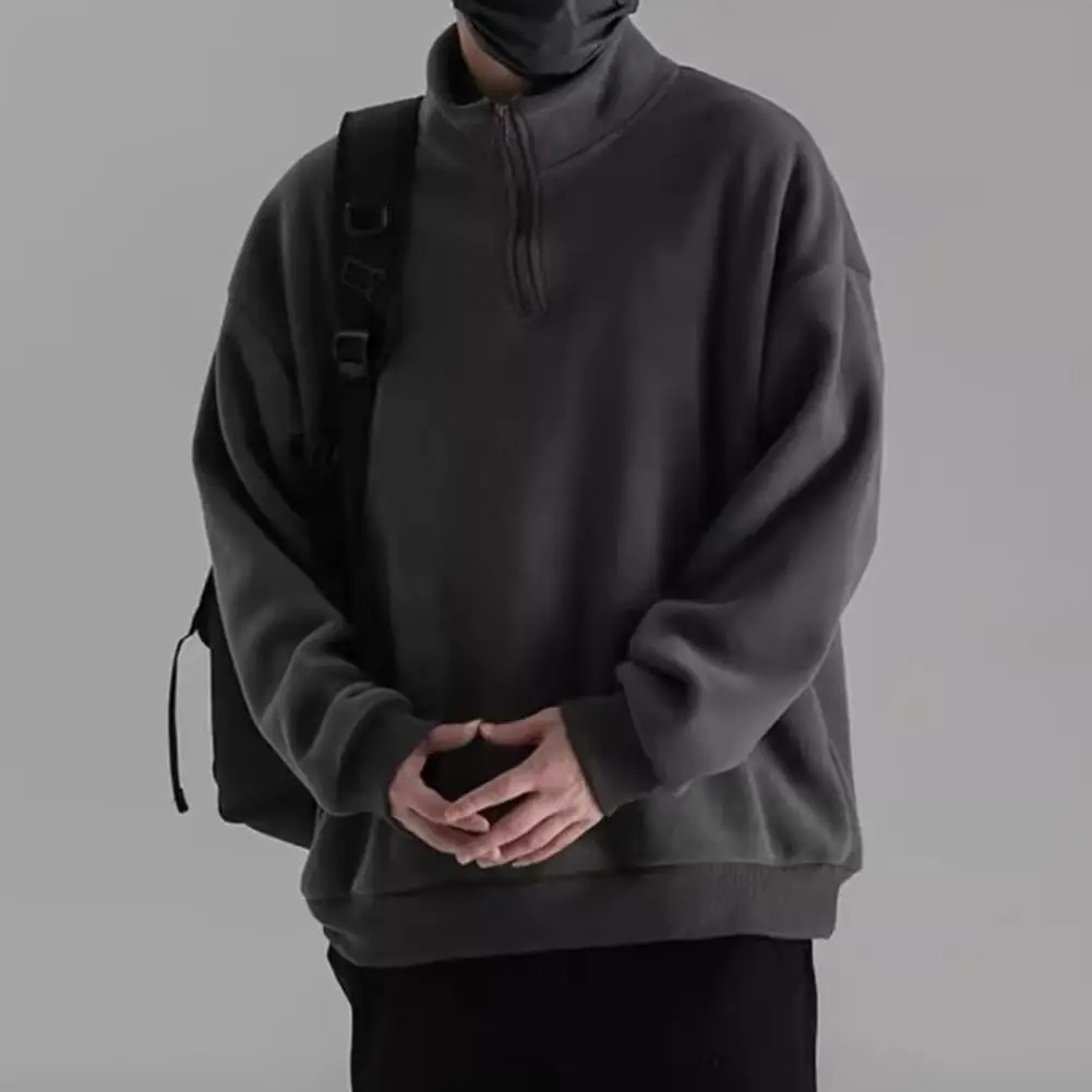 Spring Sweatshirt Retro Stand Collar Velvet Sweatshirt for Men Stylish Fall Winter Pullover with Half Zipper Loose for School
Spring Sweatshirt Retro Stand Collar Velvet Sweatshirt for Men Stylish Fall Winter Pullover with Half Zipper Loose for School
