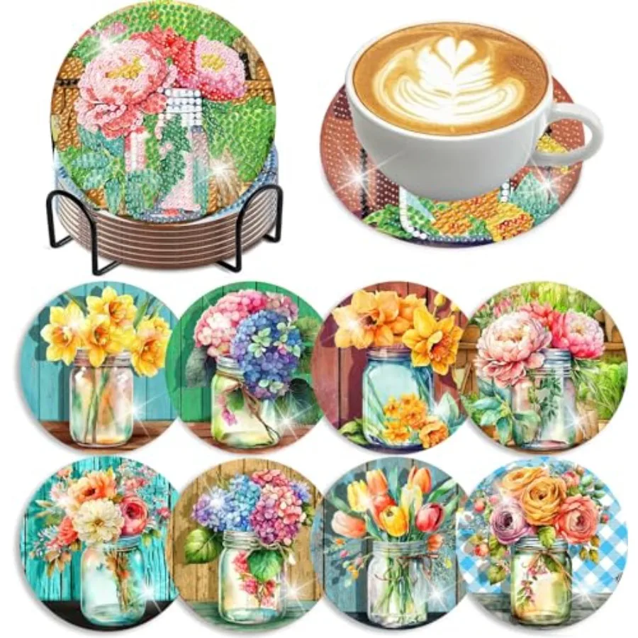8 PCS Diamond Art Coasters-Flowers Diamond Painting Coasters Kits with Holder, DIY Flowers Diamonds Art Coaster Kit for Beginne
8 PCS Diamond Art Coasters-Flowers Diamond Painting Coasters Kits with Holder, DIY Flowers Diamonds Art Coaster Kit for Beginne