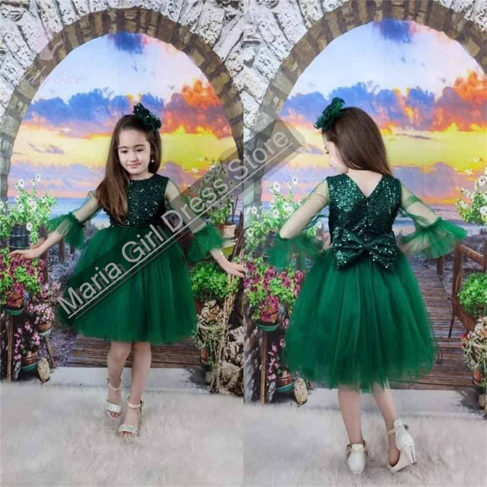 Emerald Green Flower Girl Dress Transparent Sleeves Sequinned Tulle Short First Communion Kids Birthday Wedding Party Dress
Emerald Green Flower Girl Dress Transparent Sleeves Sequinned Tulle Short First Communion Kids Birthday Wedding Party Dress