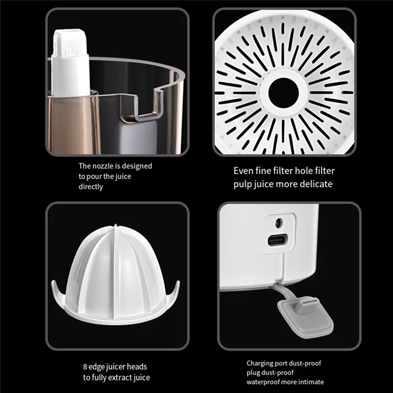 High Quality Electric Fruit Juicer USB Portable Citrus Orange Squeezer Automatic Rotation Press Anti-Slip Reamer For Lemon
High Quality Electric Fruit Juicer USB Portable Citrus Orange Squeezer Automatic Rotation Press Anti-Slip Reamer For Lemon