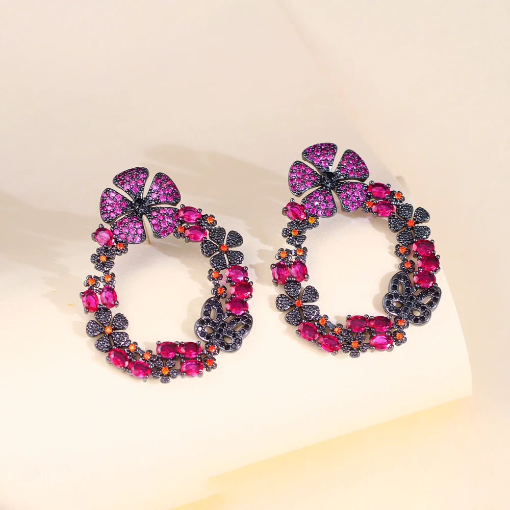 CWWZircons Beautiful Hot Pink Red Cubic Zircon Crystal Long Drop Flower Party Earrings for Women Wedding Bridal Jewelry CZ090
CWWZircons Beautiful Hot Pink Red Cubic Zircon Crystal Long Drop Flower Party Earrings for Women Wedding Bridal Jewelry CZ090
