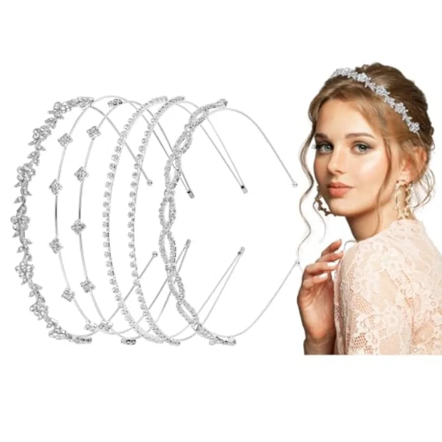 4 Pcs Women's Silver Headbands, Bridal Rhinestone Headband, Crystal Headpiece for Women Wedding Party Accessories
4 Pcs Women's Silver Headbands, Bridal Rhinestone Headband, Crystal Headpiece for Women Wedding Party Accessories
