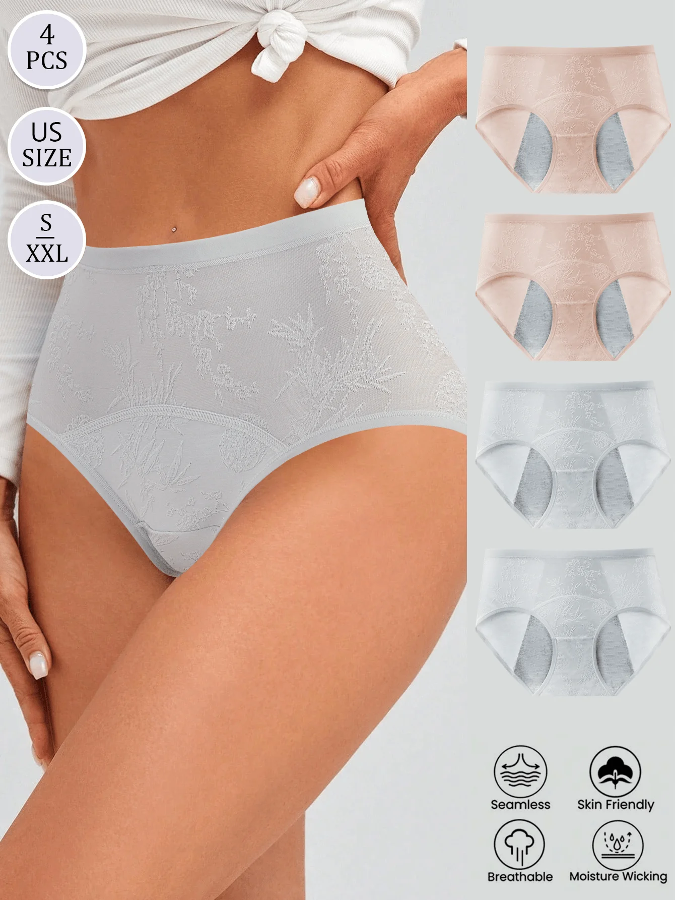 4 Pieces Women High Waist Briefs Floral Print Tummy Control Hip Lift Breathable Skin Friendly
4 Pieces Women High Waist Briefs Floral Print Tummy Control Hip Lift Breathable Skin Friendly