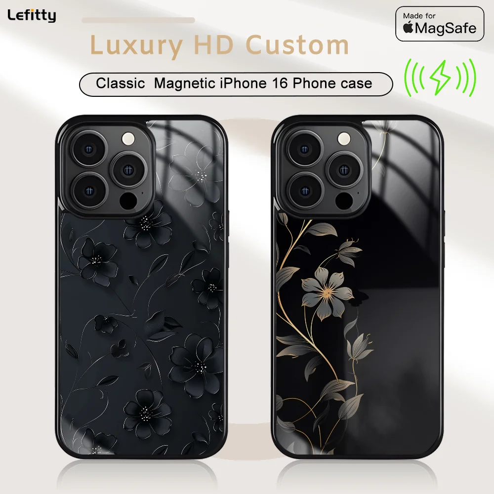 Luxury Black Flower Phone Case For iPhone 16 15 14 13 12 11 Pro Max Plus Mini Magnetic Magsafe Wireless Charging Cover
Luxury Black Flower Phone Case For iPhone 16 15 14 13 12 11 Pro Max Plus Mini Magnetic Magsafe Wireless Charging Cover