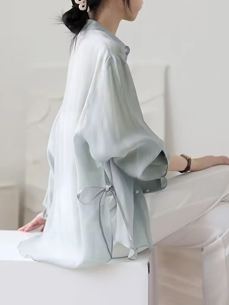 Women's Ice Silk Snowflake Sun Protection Shirt Summer Thin Belted Open Cardigan Mid-Length Top Korean Style Loose Fit
Women's Ice Silk Snowflake Sun Protection Shirt Summer Thin Belted Open Cardigan Mid-Length Top Korean Style Loose Fit