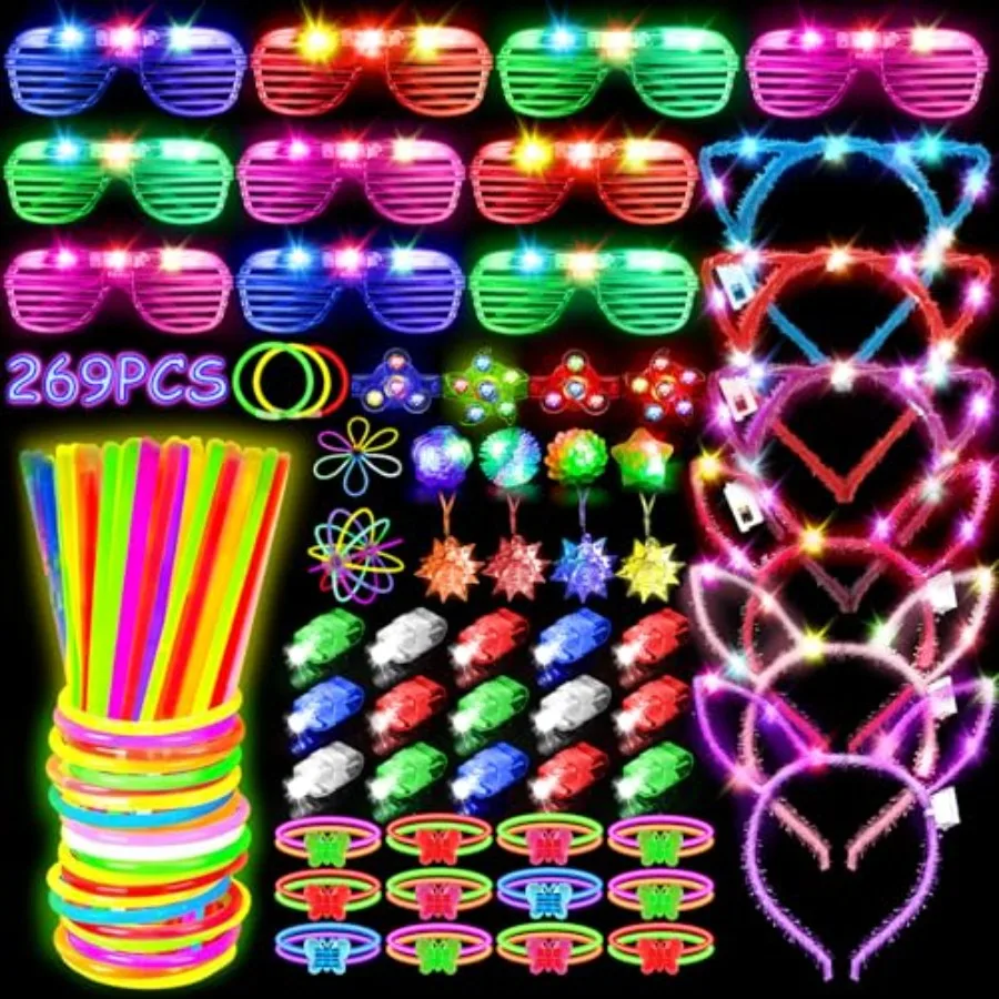269Pcs Led Light Up Toys Party Favors Glow in the Dark Party plies for Kid/Adults with Light Up Glasses, Headband, Rings, Brace
269Pcs Led Light Up Toys Party Favors Glow in the Dark Party plies for Kid/Adults with Light Up Glasses, Headband, Rings, Brace