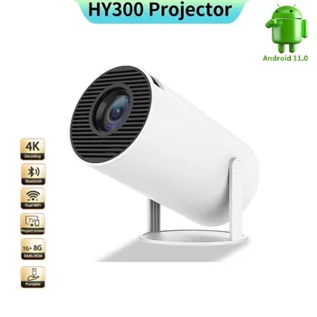 HY300 Android 11.0 Projector Smart Mini Portable with 5G WiFi BT Support Outdoor Movie Projector Compatible Apple iOS Android