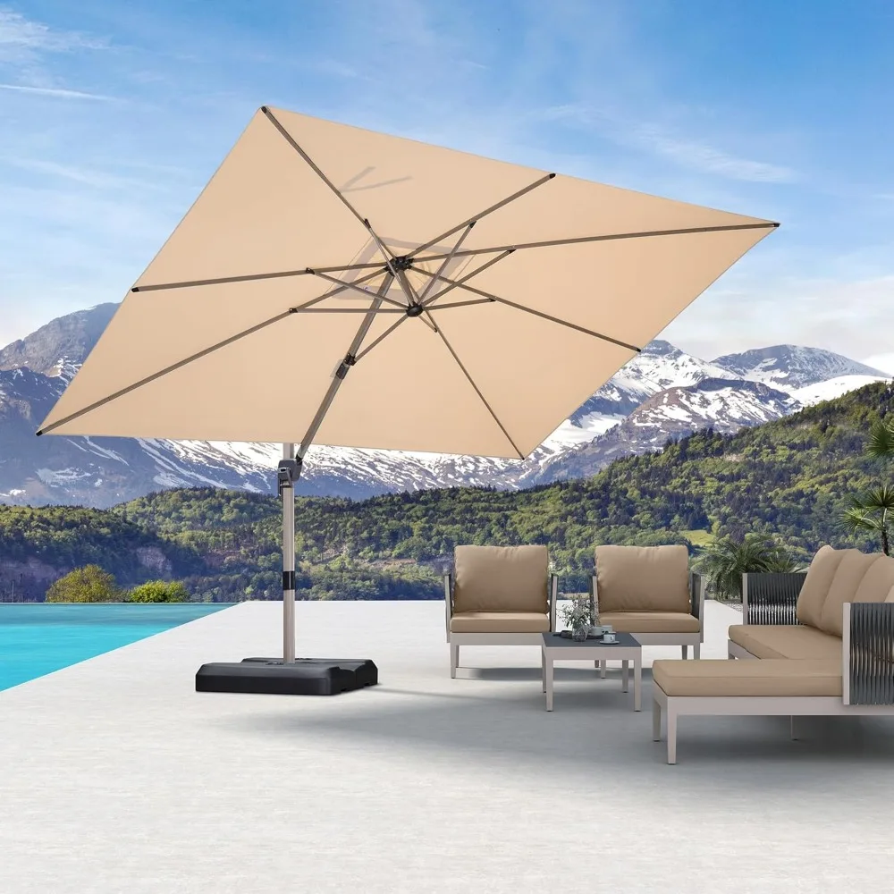 9' X 11.5' Patio Umbrella, Rectangle Outdoor Cantilever Umbrella, Aluminum Offset Umbrella with Champagne Frame and 360° Rotati 
9' X 11.5' Patio Umbrella, Rectangle Outdoor Cantilever Umbrella, Aluminum Offset Umbrella with Champagne Frame and 360° Rotati