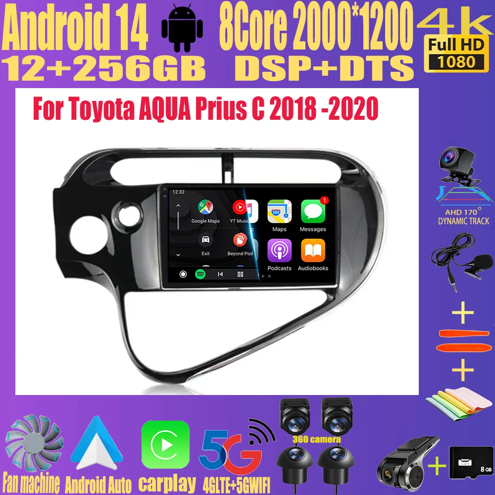 For Toyota AQUA Prius C 2018 - 2020 Android 14 Car Radio Player Auto Multimedia Stereo GPS Carplay SWC BT 4G LTE
For Toyota AQUA Prius C 2018 - 2020 Android 14 Car Radio Player Auto Multimedia Stereo GPS Carplay SWC BT 4G LTE
