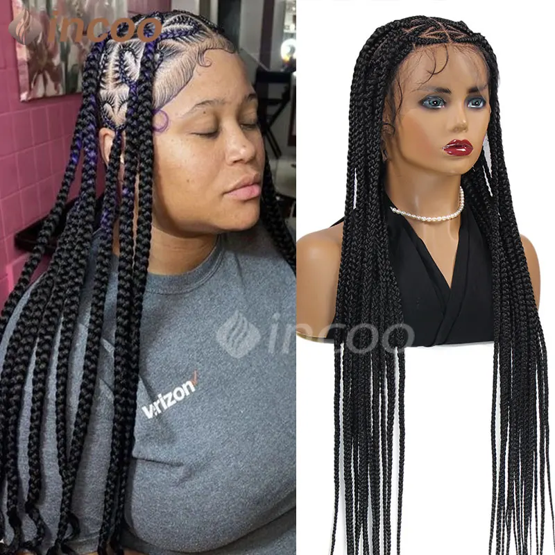 New Arrival 36 Inch Synthetic Cornrow Box Braided Wigs Full Lace Front Wigs Heart Knotless Braids Wigs For Women Jumbo Braid Wig
New Arrival 36 Inch Synthetic Cornrow Box Braided Wigs Full Lace Front Wigs Heart Knotless Braids Wigs For Women Jumbo Braid Wig