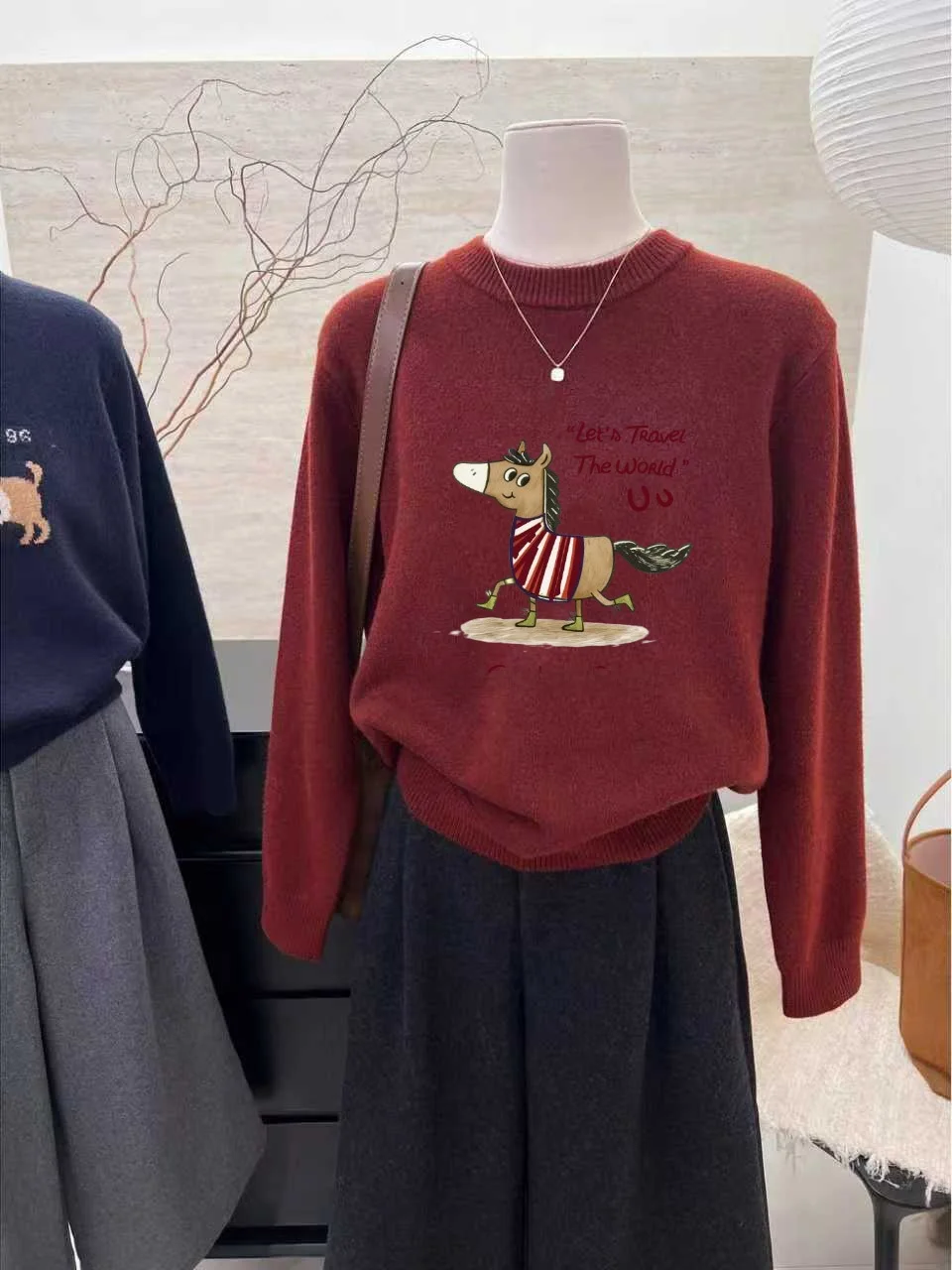 Red Knitted Sweater Women's Loose round Ne Warm Top New Year Celebration Funny Print Early Spring New Sle Casual Fa...
Red Knitted Sweater Women's Loose round Ne Warm Top New Year Celebration Funny Print Early Spring New Sle Casual Fa...