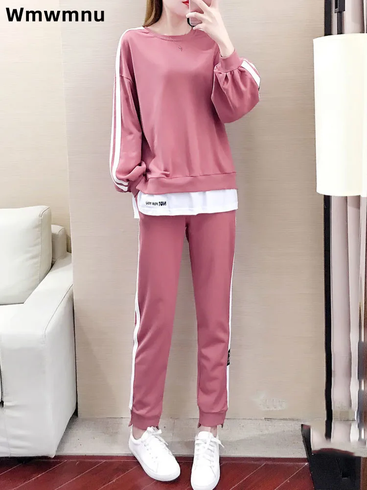 Striped Sport Baggy 2 Piece Set Women's Casual Loose O-neck Pullover Top Conjuntos High Waist Straight Harem Pants Ensembles
Striped Sport Baggy 2 Piece Set Women's Casual Loose O-neck Pullover Top Conjuntos High Waist Straight Harem Pants Ensembles