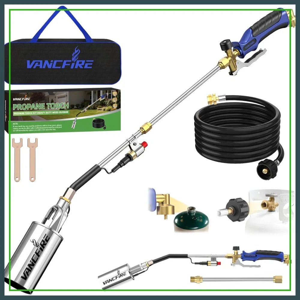 Propane Torch Weed Burner Kit with Storage Bag, 35.4" High Output Blow Torch, Long/Short Mode & 12.5FT Hose, Heavy Duty Flamethrower with Turbo Trigger for Weeding, Asphalt Melting, Ice Snow Melting
Propane Torch Weed Burner Kit with Storage Bag, 35.4" High Output Blow Torch, Long/Short Mode & 12.5FT Hose, Heavy Duty Flamethrower with Turbo Trigger for Weeding, Asphalt Melting, Ice Snow Melting