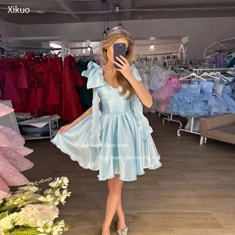 Xikuo Light Blue Satin Prom Dresses Sweetheart Bow Straps платья на выпускной 2025 Short A Line Vestidos De Fiesta Customized
Xikuo Light Blue Satin Prom Dresses Sweetheart Bow Straps платья на выпускной 2025 Short A Line Vestidos De Fiesta Customized