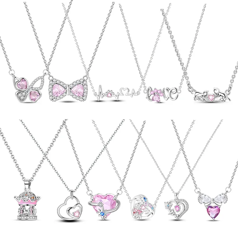 925 Sterling Silver Four-leaf Clover Love Pink Heart Zircon Pendant Necklace for Women Fashion Anniversary Birthday Jewelry Gift
925 Sterling Silver Four-leaf Clover Love Pink Heart Zircon Pendant Necklace for Women Fashion Anniversary Birthday Jewelry Gift