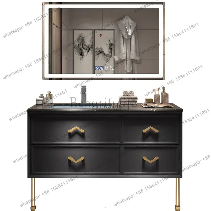 Slate modern simple light luxury bathroom cabinet Nordic solid wood face wash sink basin cabinet combination
Slate modern simple light luxury bathroom cabinet Nordic solid wood face wash sink basin cabinet combination