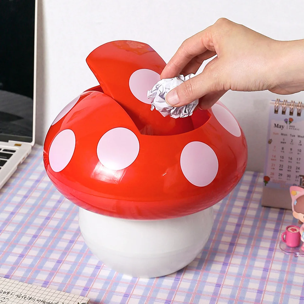 Mushroom Trash Can Desktop Small Bucket Waste Basket Compost Container Mini with Lid Car Trashcan Portable Garbage for Cartoon
Mushroom Trash Can Desktop Small Bucket Waste Basket Compost Container Mini with Lid Car Trashcan Portable Garbage for Cartoon