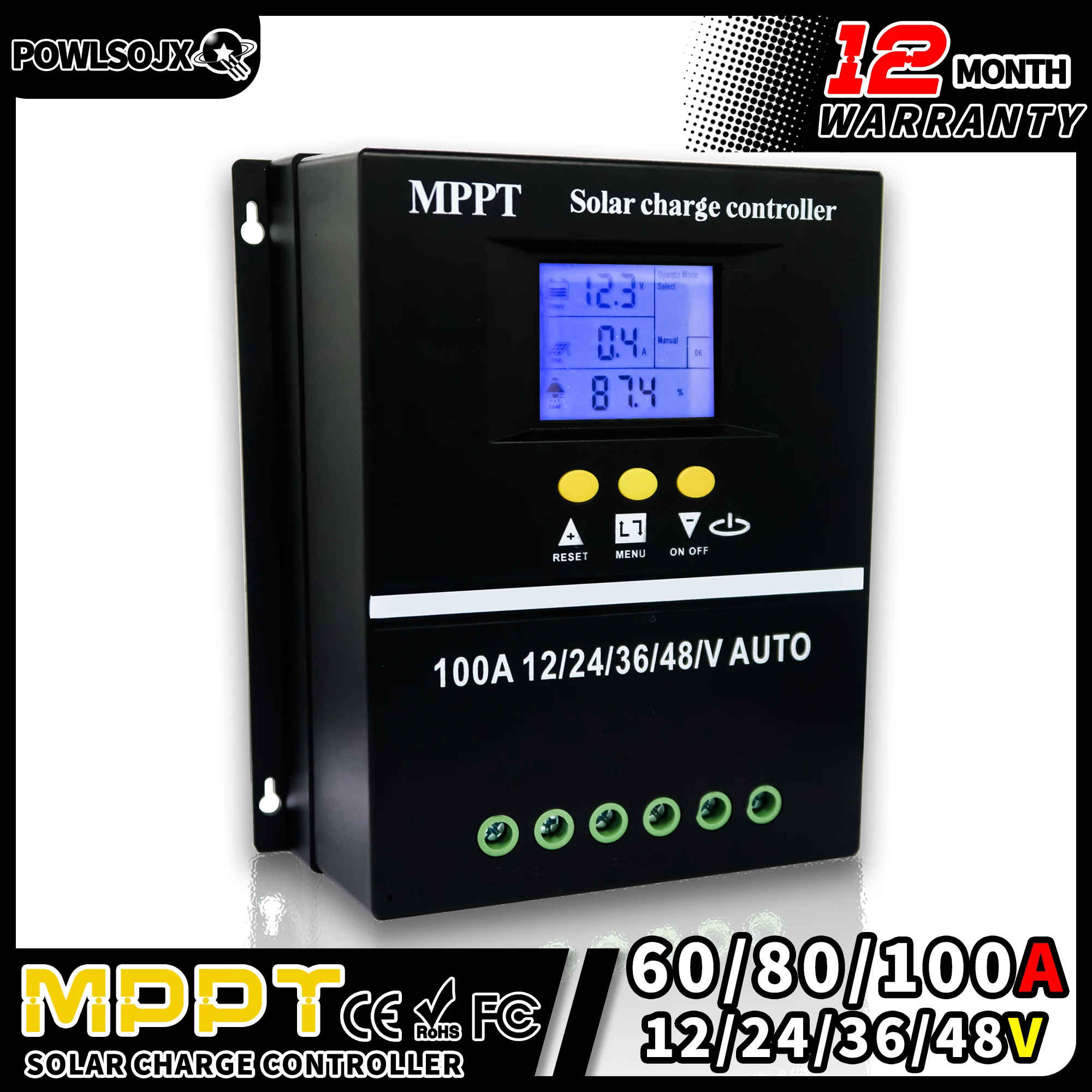 POWLSOJX MPPT 36В/48В/24В/12В инструменты контроллера заряда солнечной батареи 100A/80A/60A ЖК Двойные USB свинцово-кислотные литиевые батареи быстрое зарядное устройство
POWLSOJX MPPT 36В/48В/24В/12В инструменты контроллера заряда солнечной батареи 100A/80A/60A ЖК Двойные USB свинцово-кислотные литиевые батареи быстрое зарядное устройство