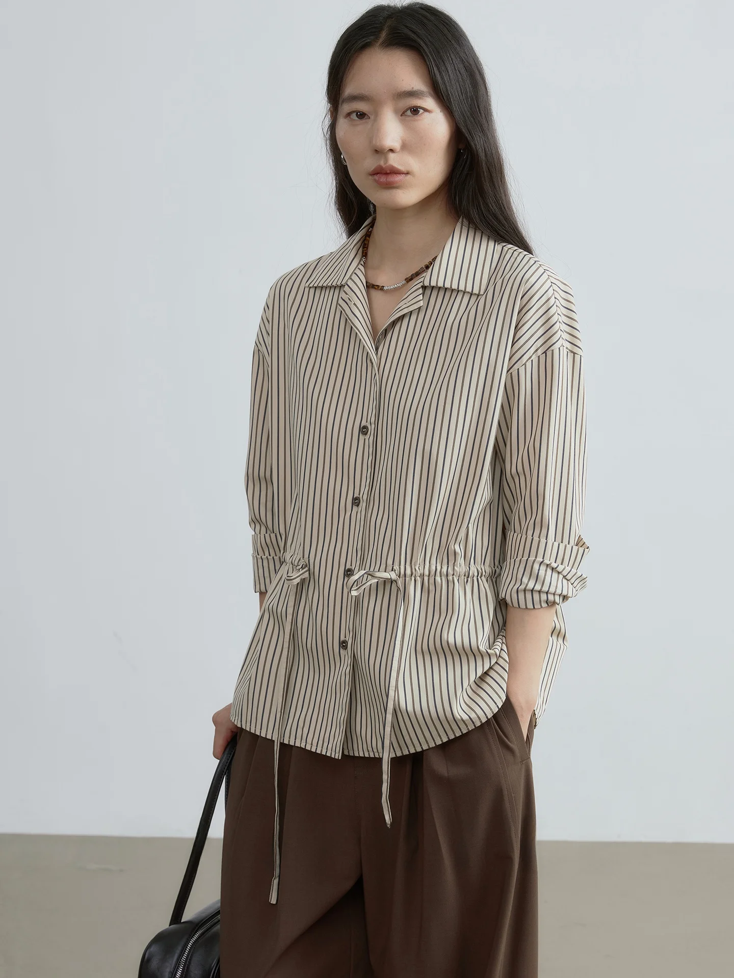 CLIPETTE Autumn New Style Women's Long Sleeve Cotton Shirt Waist Cinched Stripe Pattern Button up Top Simple Straight Cut
CLIPETTE Autumn New Style Women's Long Sleeve Cotton Shirt Waist Cinched Stripe Pattern Button up Top Simple Straight Cut