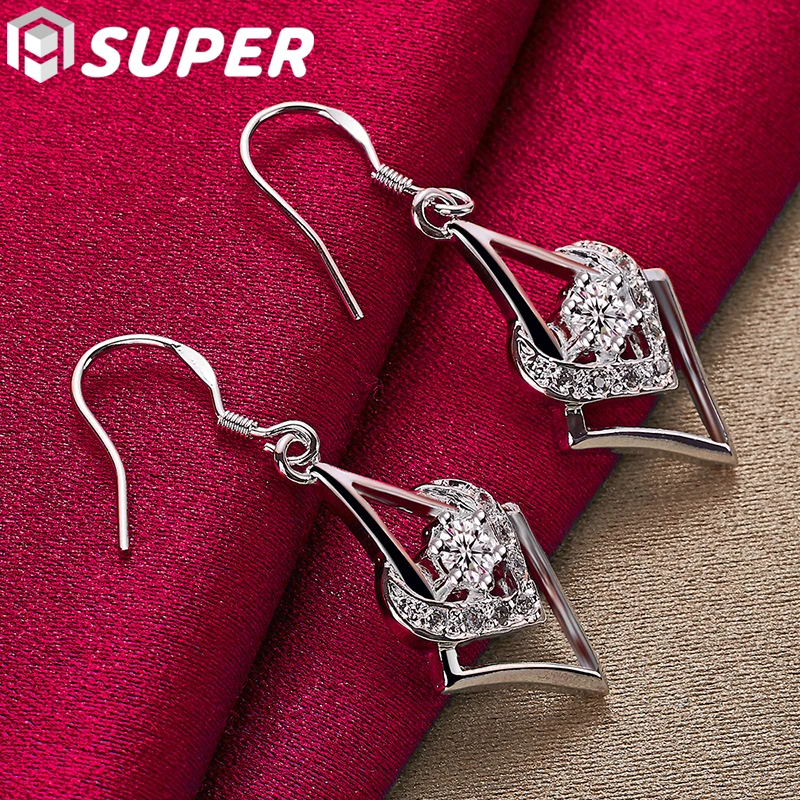 925 Sterling Silver Heart AAA Zircon Drop Earring For Women Wedding Engagement Party Fashion Charm Jewelry
925 Sterling Silver Heart AAA Zircon Drop Earring For Women Wedding Engagement Party Fashion Charm Jewelry