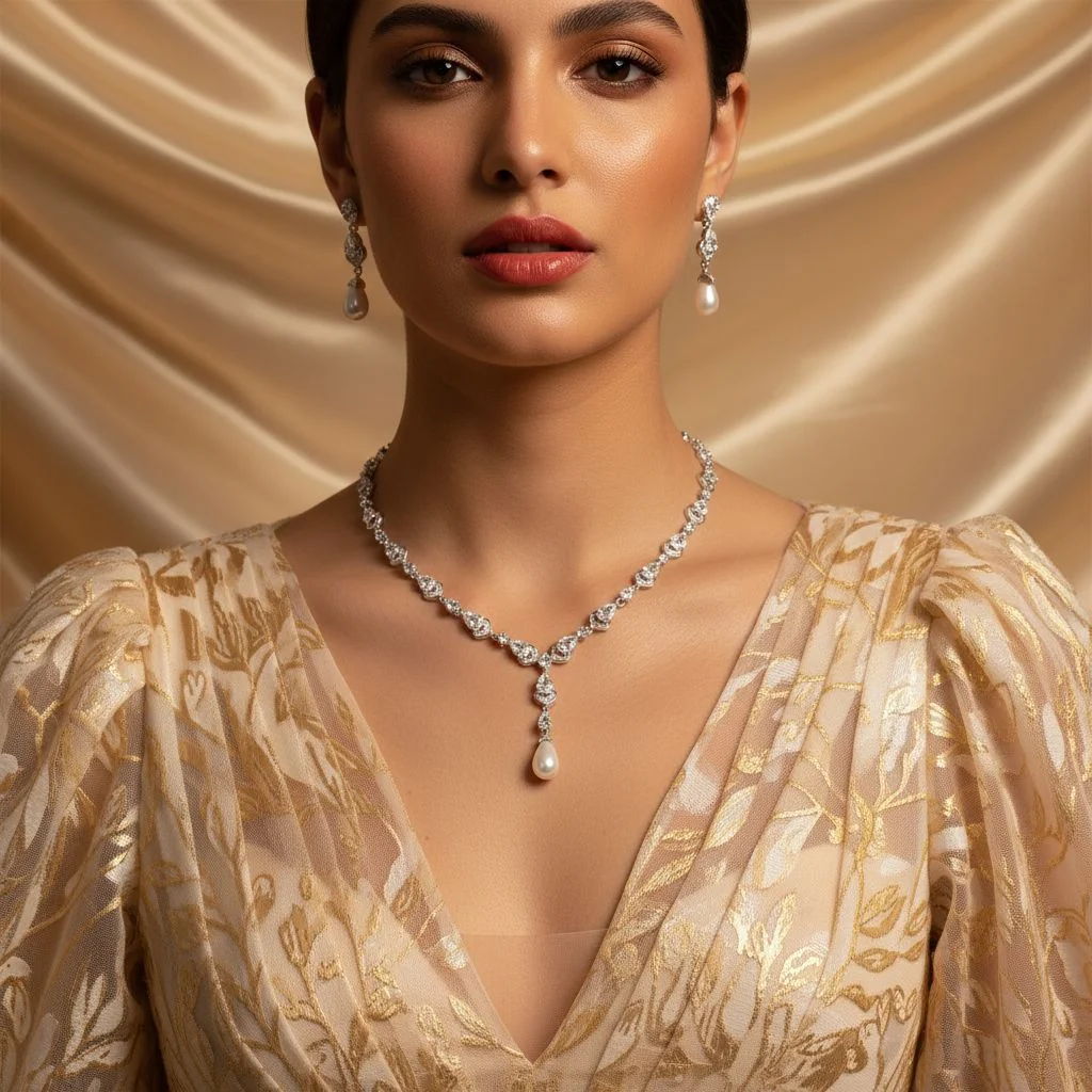 European Minimalist Jewelry Set Hollow Water Drop Pearl Pendant Clavicle Chain Copper Zircon Stud Earrings Fashion Accessories
European Minimalist Jewelry Set Hollow Water Drop Pearl Pendant Clavicle Chain Copper Zircon Stud Earrings Fashion Accessories