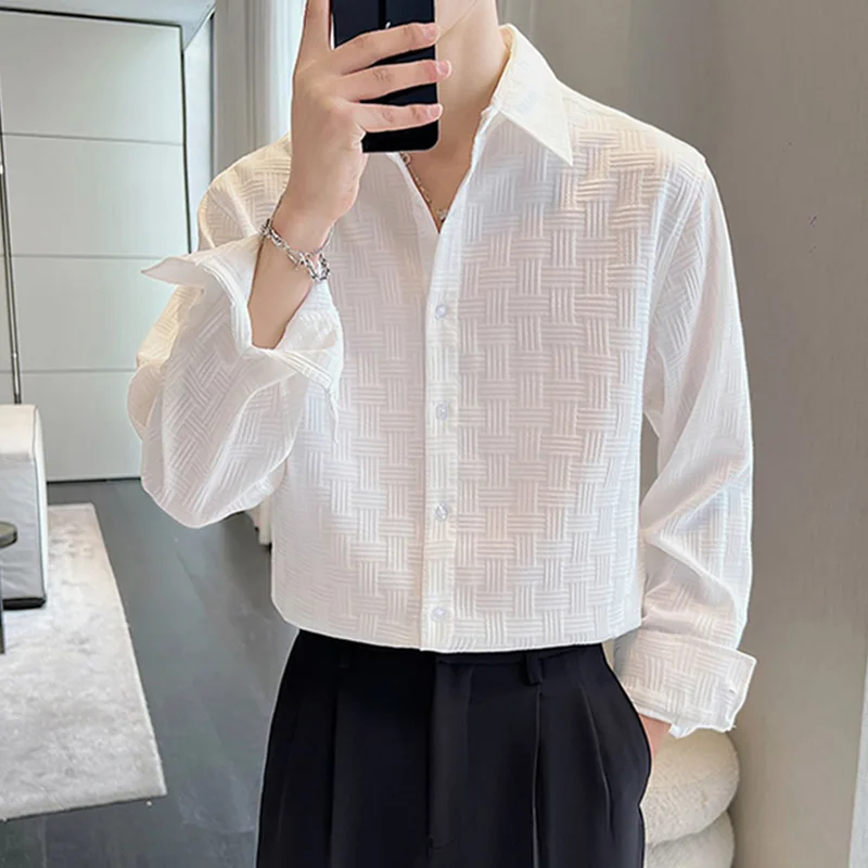 2022 Summer Long-sleeved Shirts Men's Fashion Tops Handsome Streetwear Shirts Men's British Style Slim Fit Dress Blouses W115
2022 Summer Long-sleeved Shirts Men's Fashion Tops Handsome Streetwear Shirts Men's British Style Slim Fit Dress Blouses W115