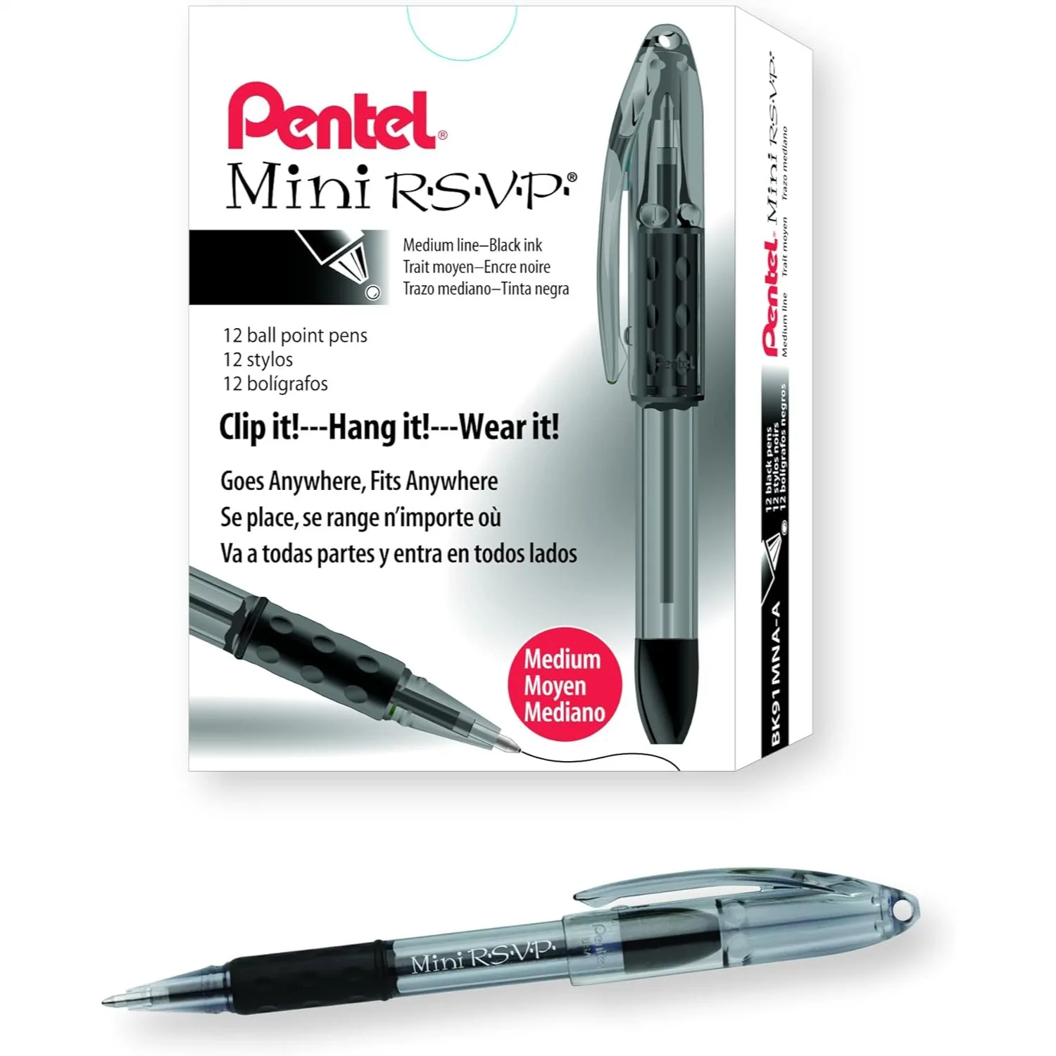 Pentel RSVP Mini Ballpoint Pen 1.0mm Medium Black Ink Box of 12 with Comfort Grip
Pentel RSVP Mini Ballpoint Pen 1.0mm Medium Black Ink Box of 12 with Comfort Grip