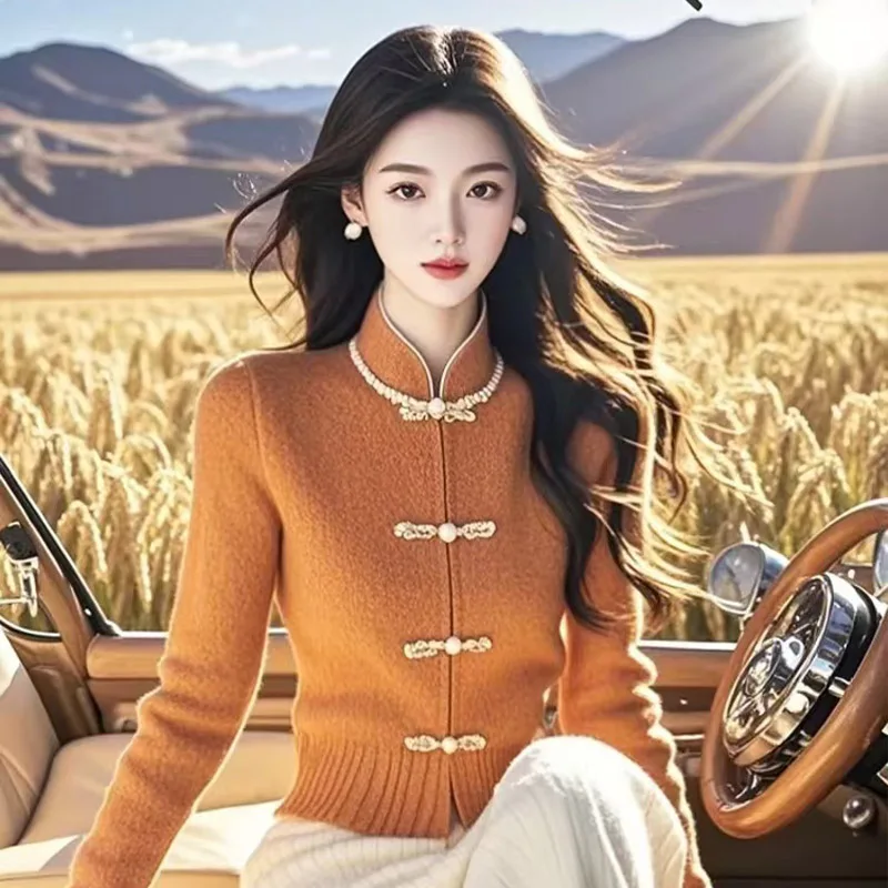 Autumn Winter New Vintage Solid Chinese Style Sweaters Women Clothing Temperament Elegant Chic Button Slim Warm Knitted Cardigan
Autumn Winter New Vintage Solid Chinese Style Sweaters Women Clothing Temperament Elegant Chic Button Slim Warm Knitted Cardigan