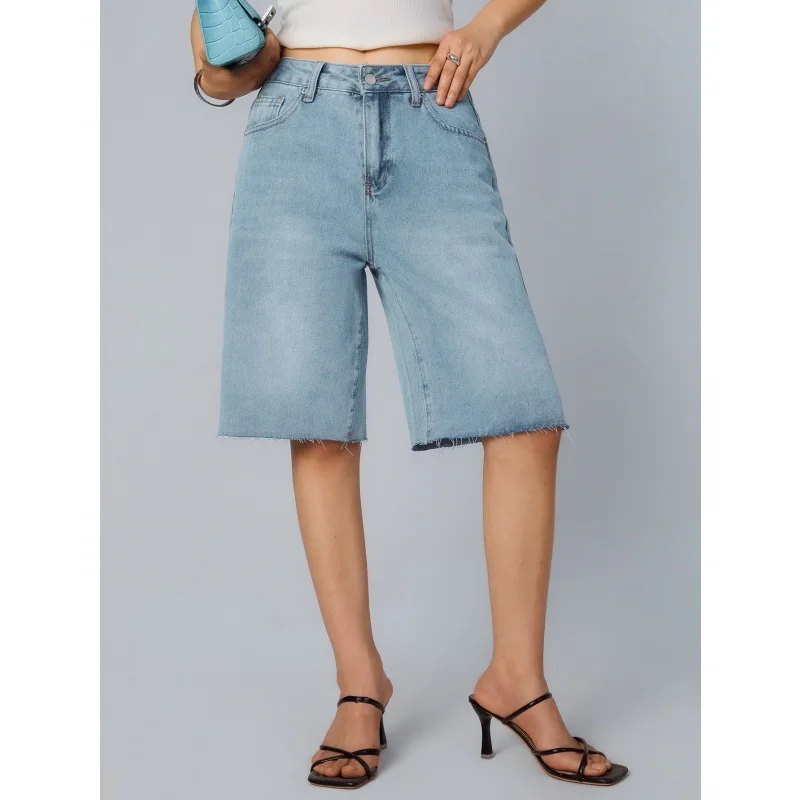 Womens Denim Shorts Denim Shorts Women Light Blue American Casual Frayed Hem Simple Versatile Spring Summer Outfit
Womens Denim Shorts Denim Shorts Women Light Blue American Casual Frayed Hem Simple Versatile Spring Summer Outfit