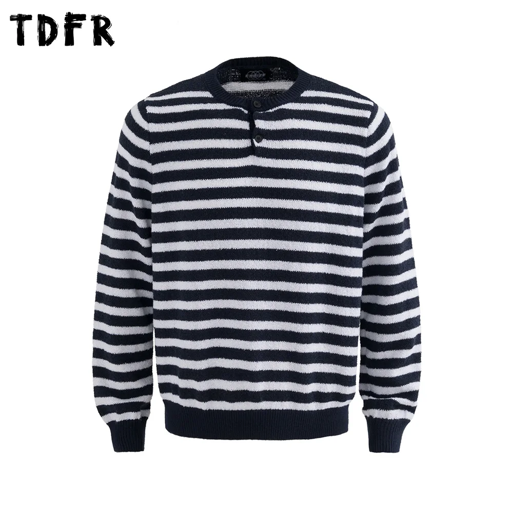 Вязаный полосатый свитер, мужской осенне-зимний повседневный свободный пуловер с длинным рукавом и воротником на пуговицах
Вязаный полосатый свитер, мужской осенне-зимний повседневный свободный пуловер с длинным рукавом и воротником на пуговицах