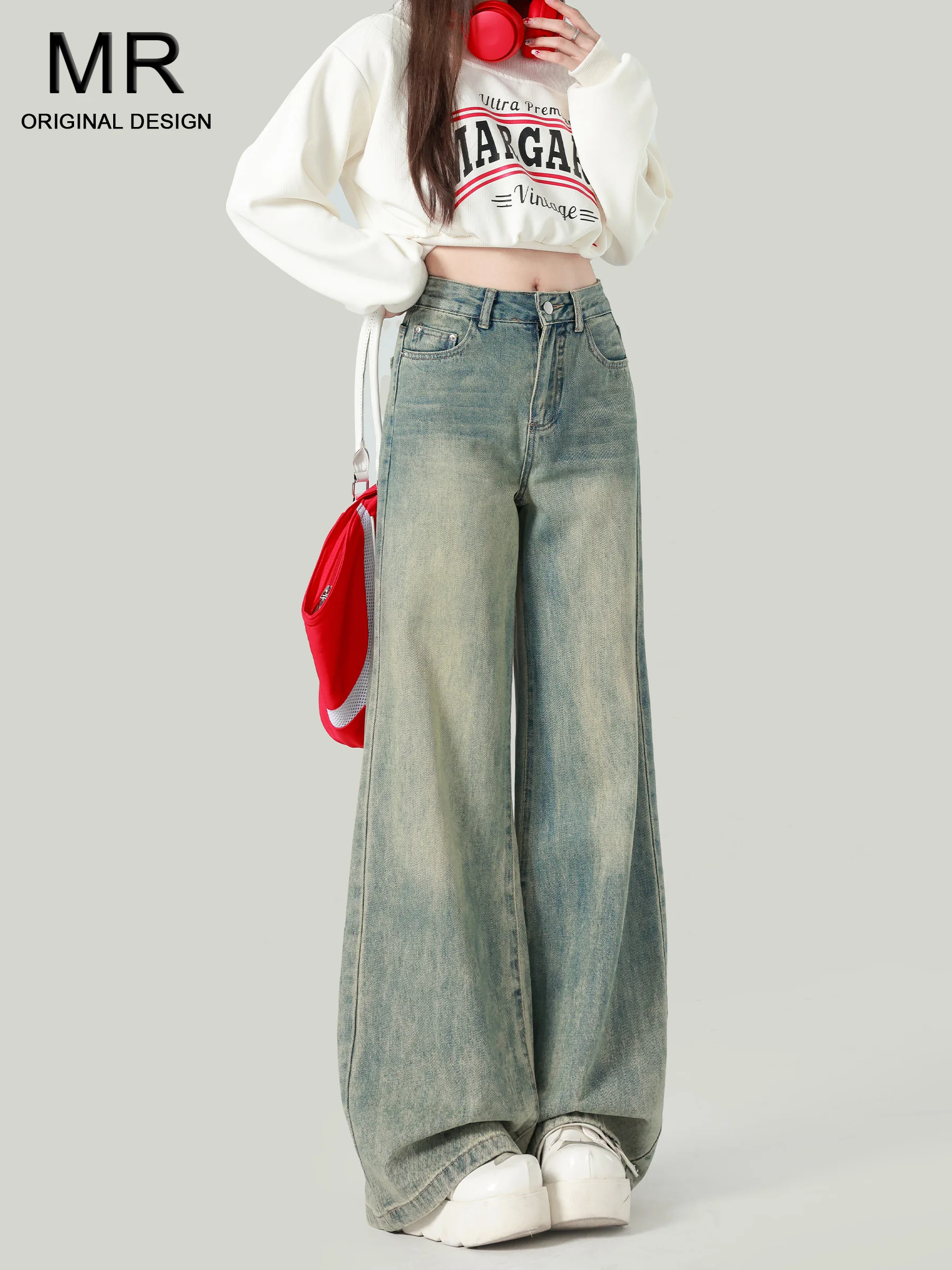 Retro Faded High Waist Wide Leg Jeans Women's Loose Slimming Floor Length Bell Bottoms Casual Style Denim Pants for Ladies
Retro Faded High Waist Wide Leg Jeans Women's Loose Slimming Floor Length Bell Bottoms Casual Style Denim Pants for Ladies